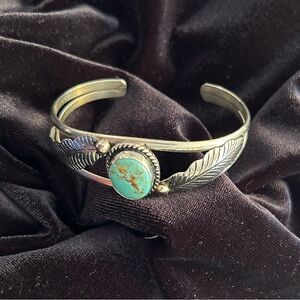Silver and turquoise cuff bracelet